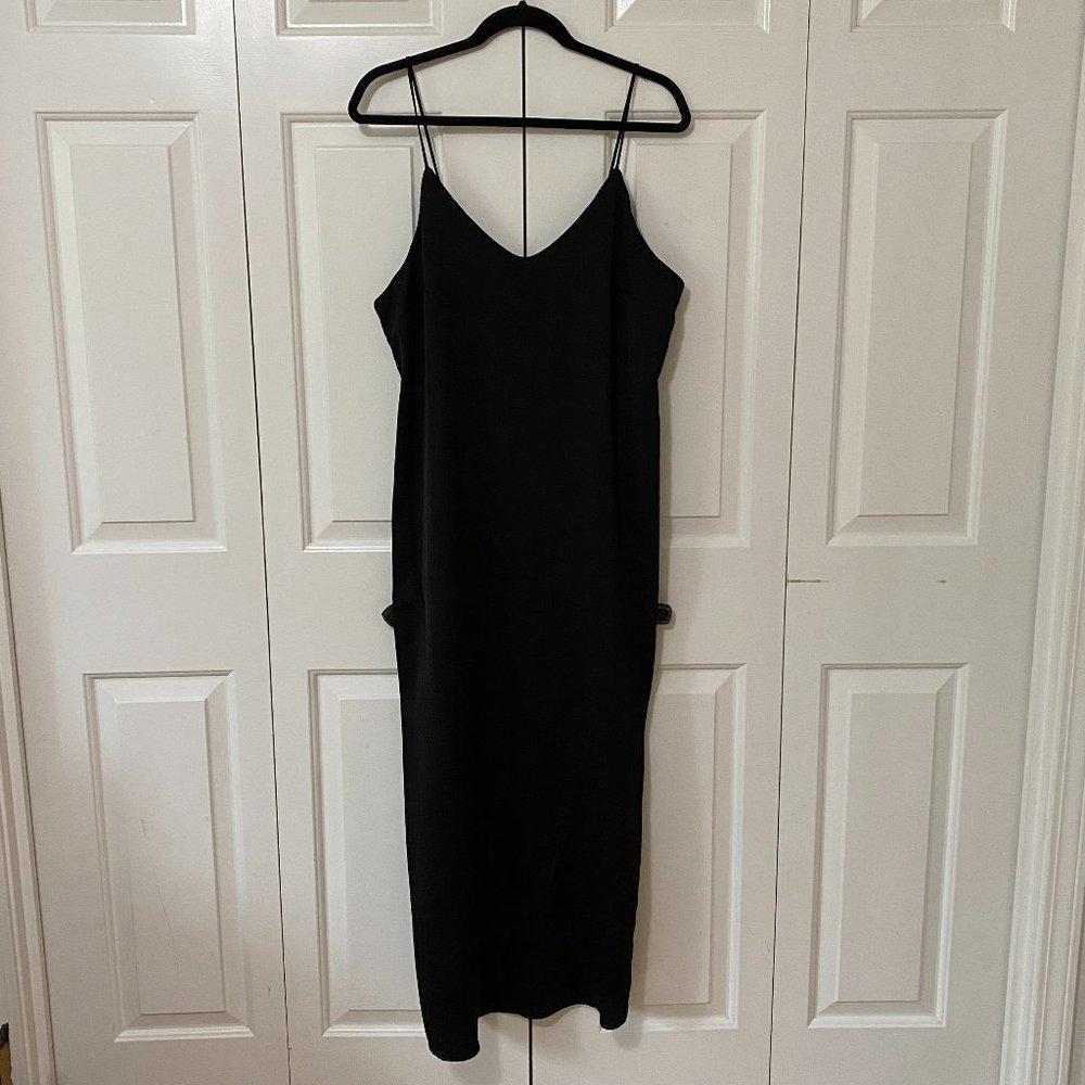Silky Spaghetti Strap Slip Dress with Side Slits